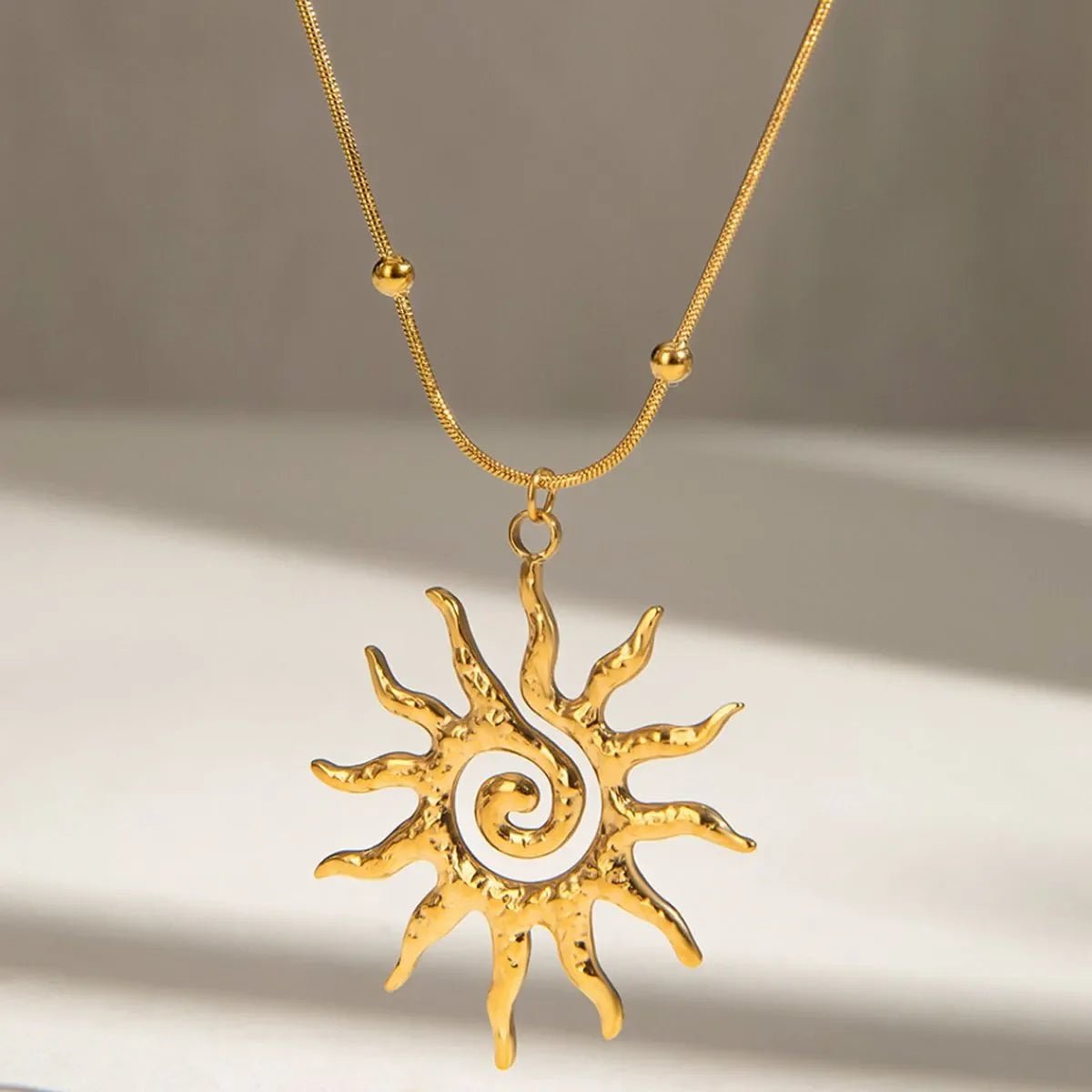 Sun Pendant Necklace - 18K Gold Plated Celestial Jewelry - minbolu