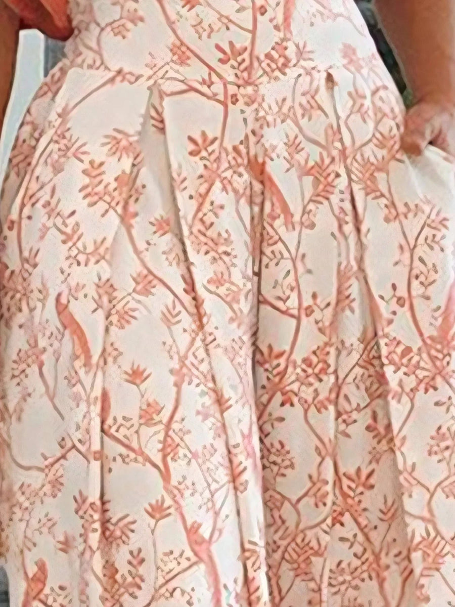 Surplice Top and High Waist Pants Set - Floral Two-Piece - minbolu -