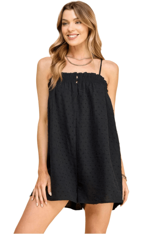 Swiss Dot Woven Romper Black - Stylish & Comfortable - minbolu