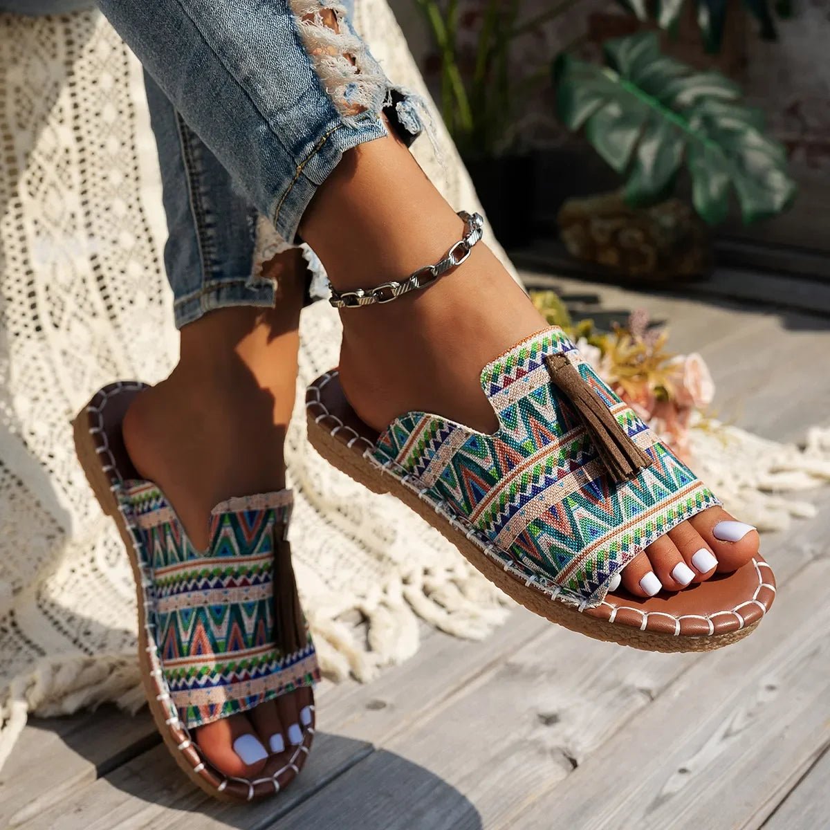 Tassel Open Toe Sandals - minbolu -