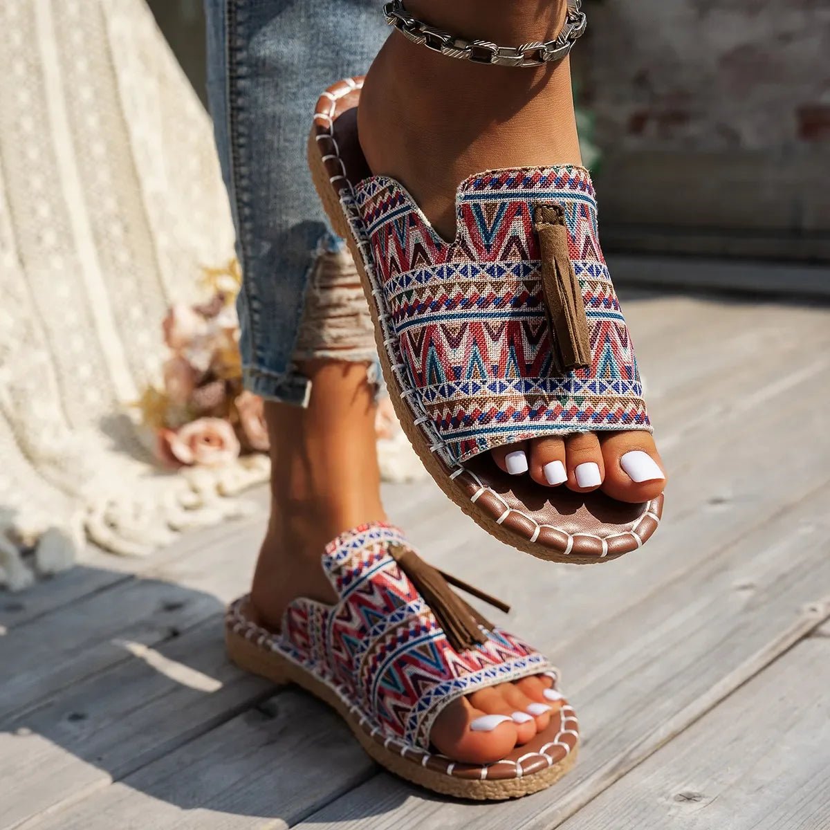 Tassel Open Toe Sandals - minbolu -
