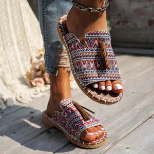 Tassel Open Toe Sandals - minbolu -