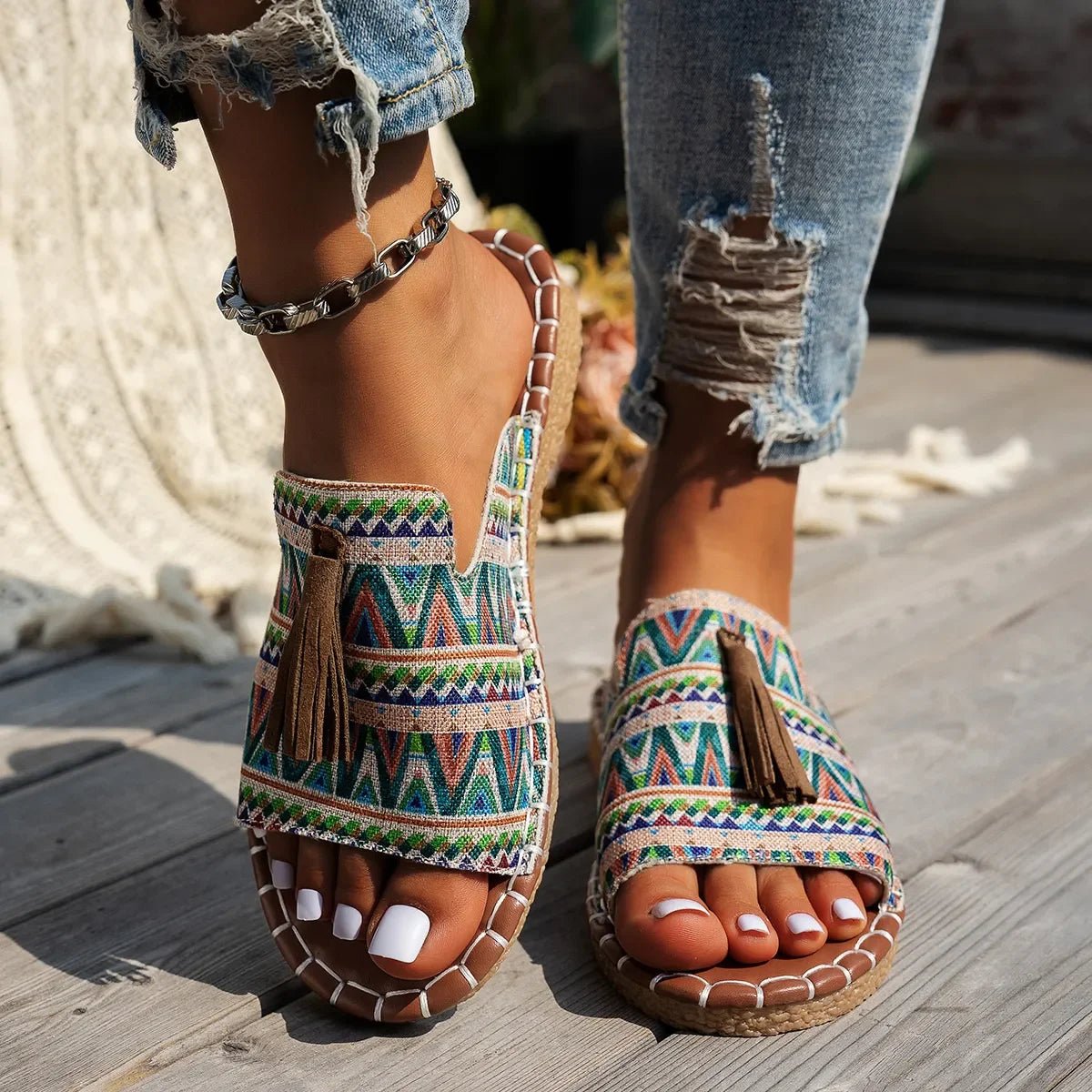 Tassel Open Toe Sandals - minbolu -