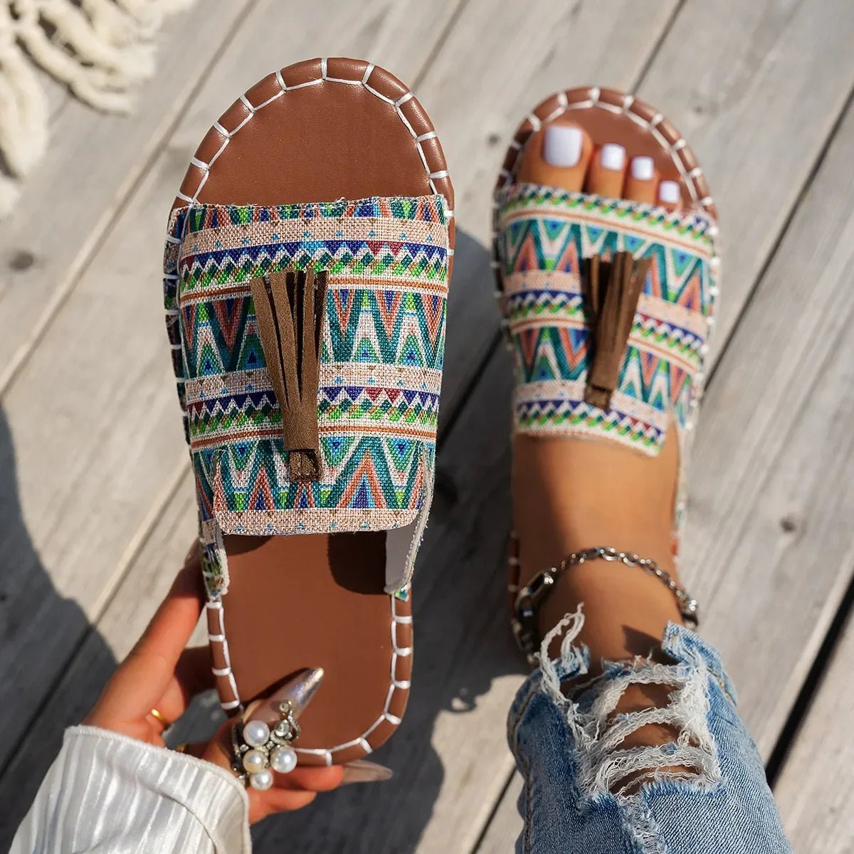 Tassel Open Toe Sandals - minbolu -