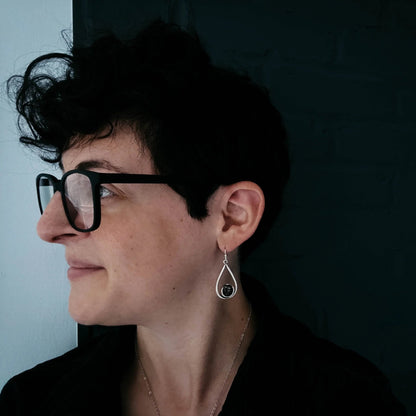 Teardrop Earrings with Raw Meteorite - minbolu