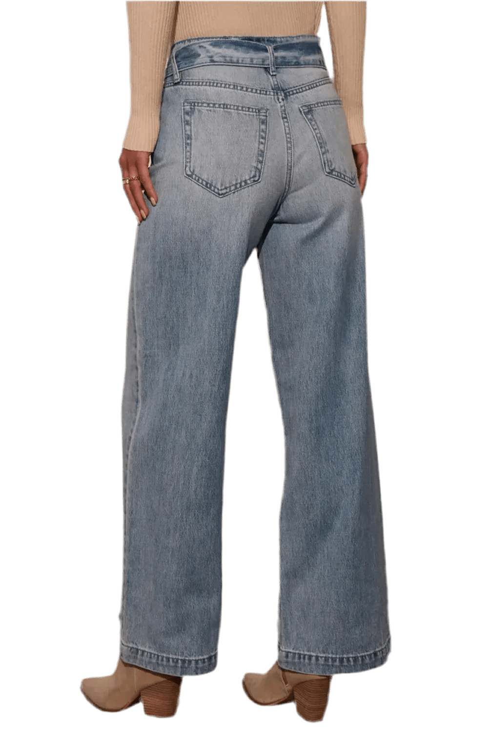Tied Wide Leg Jeans with Pockets - minbolu -