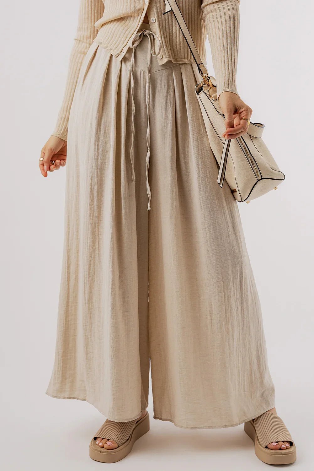 Tied Wide Leg Pants - Stylish & Comfortable - minbolu -