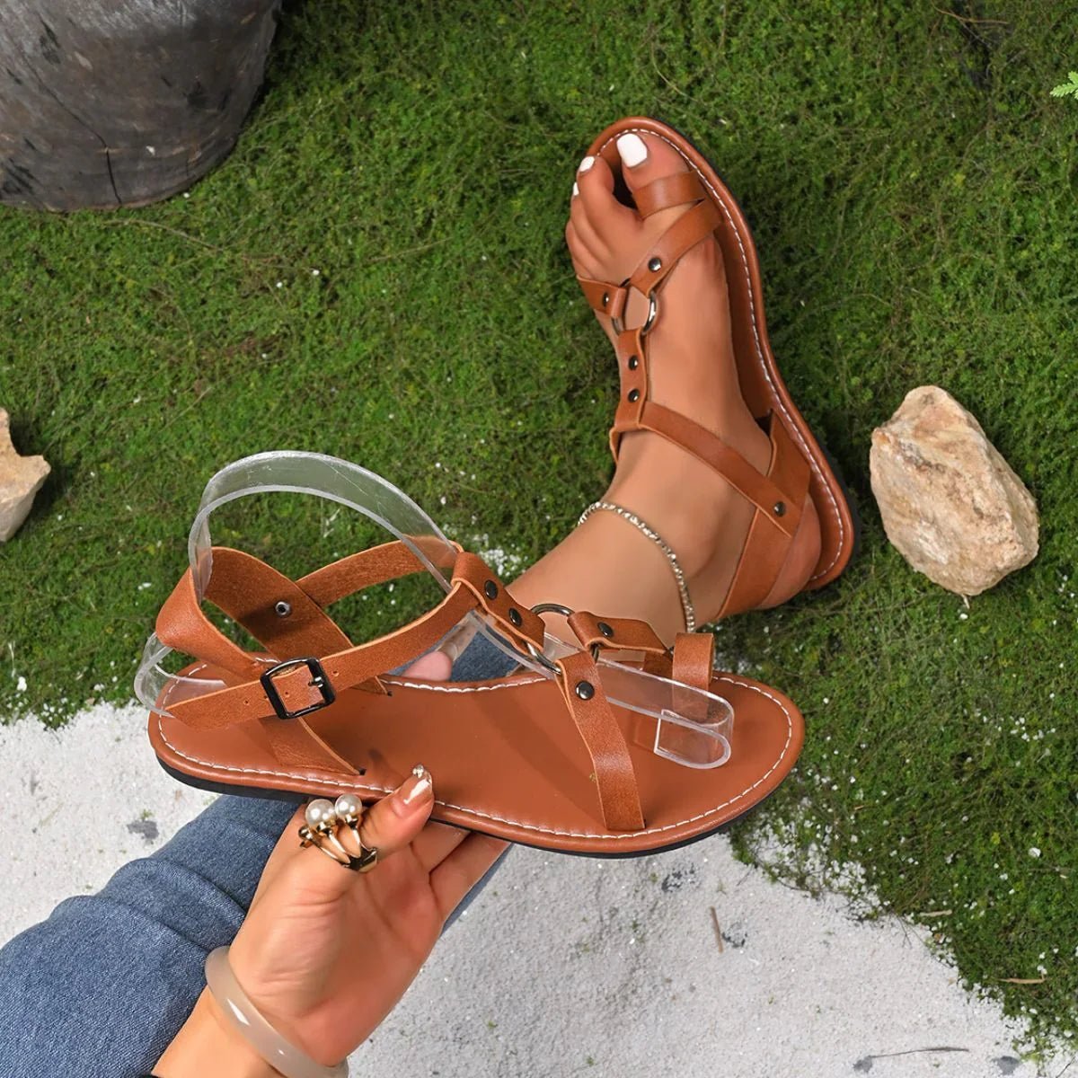 Toe Loop Flat Sandals - Stylish and Comfortable - minbolu -