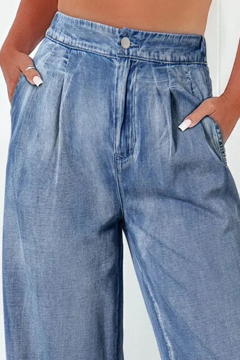 Trendy High Waist Wide Leg Jeans - minbolu