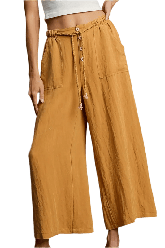 Umgee Wide Leg Rope Drawstring Pants | Plus Size - minbolu