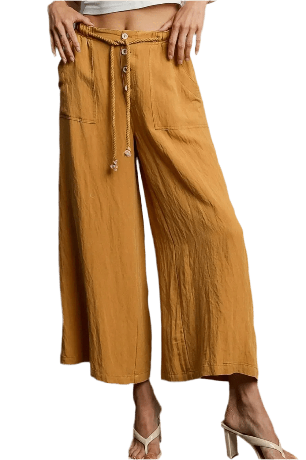 Umgee Wide Leg Rope Drawstring Pants | Plus Size - minbolu