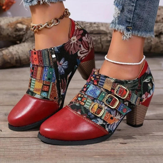 Vintage Bohemian Patchwork Ankle Boots - minbolu -