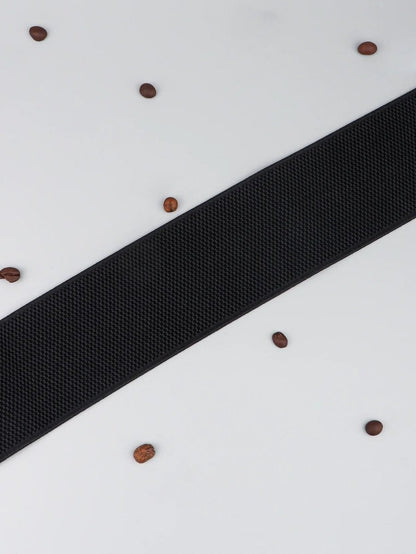 Wanderlust Wide Elastic Belt - Boho Chic Statement Accessory with Vintage Alloy Buckle: Black - minbolu -