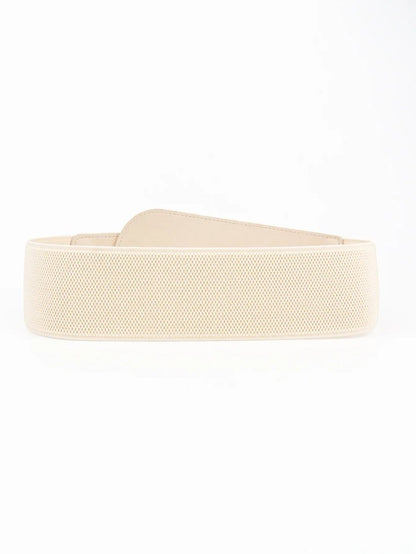 Wanderlust Wide Elastic Belt - Boho Chic Statement Accessory with Vintage Alloy Buckle: Cream - minbolu -
