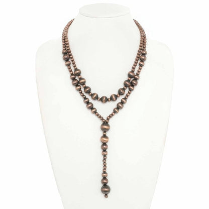 Western Multi Strand Beaded Lariat Necklace - minbolu -
