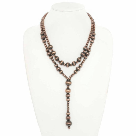 Western Multi Strand Beaded Lariat Necklace - minbolu -
