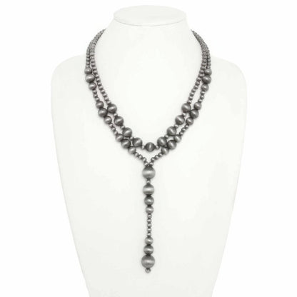 Western Multi Strand Beaded Lariat Necklace - minbolu -