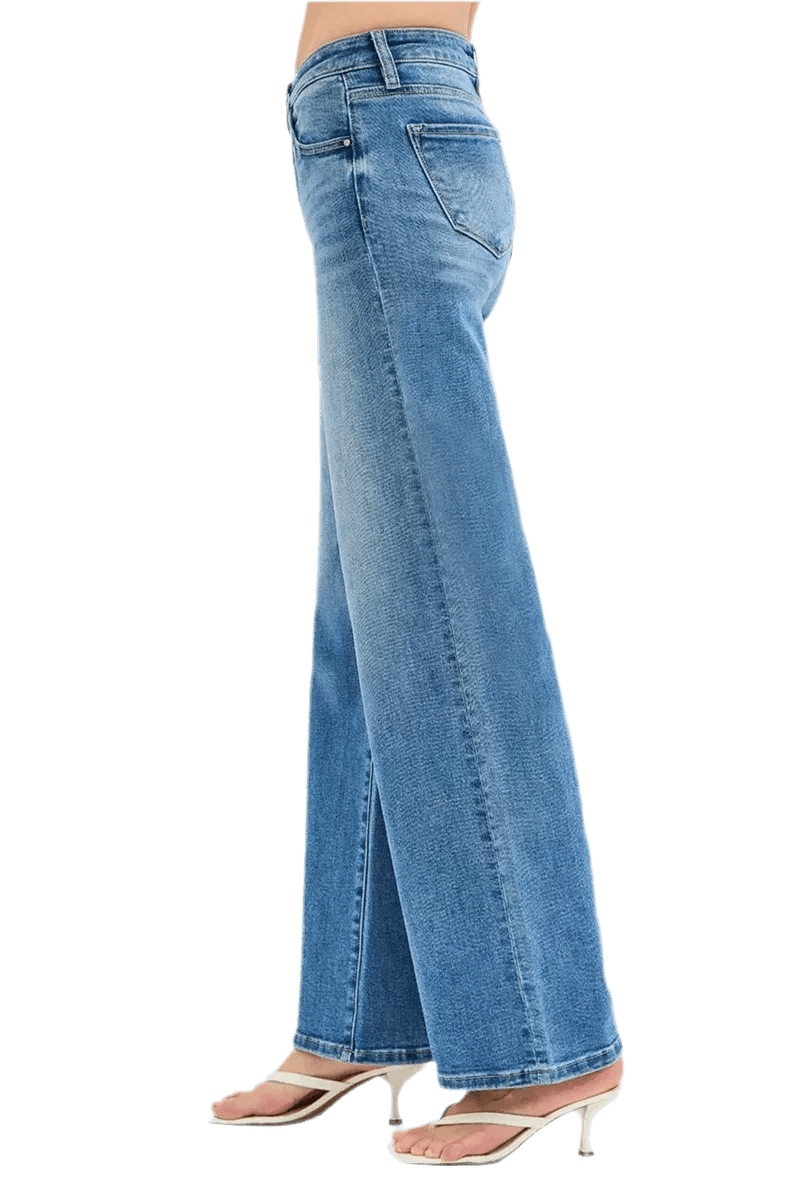 Women's High - Rise Jeans - Wide - Leg Classic Style & Comfort Boho Jeans - minbolu