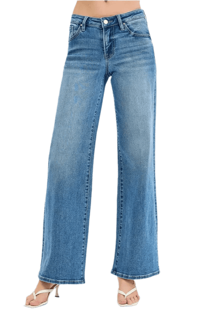 Women's High - Rise Jeans - Wide - Leg Classic Style & Comfort Boho Jeans - minbolu