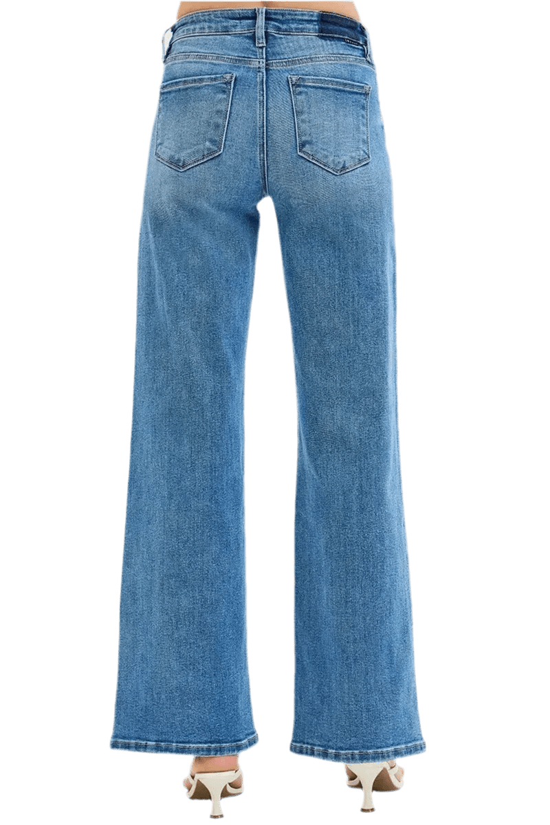 Women's High - Rise Jeans - Wide - Leg Classic Style & Comfort Boho Jeans - minbolu