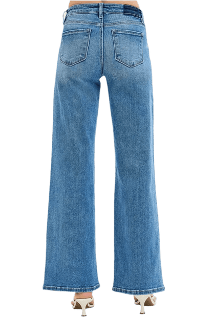 Women's High - Rise Jeans - Wide - Leg Classic Style & Comfort Boho Jeans - minbolu